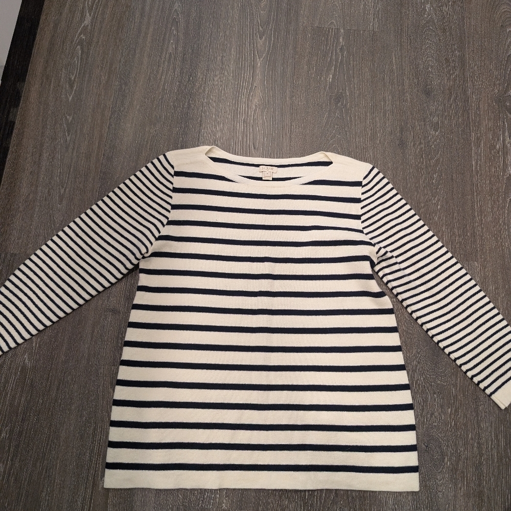 J. Crew factory sweater striped medium cream blue